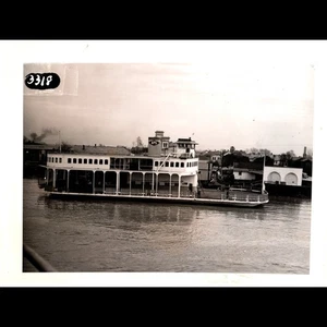 Vtg B&W Maritime Photo APS Double Deck Ferryboat Dock Scene c1950s Harbor Pier - Picture 1 of 4