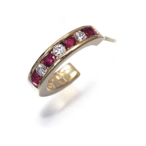 Auth Tiffany&Co. Earrings Ruby Diamond Channel Set Hoop SINGLE 18K YG - Picture 1 of 5