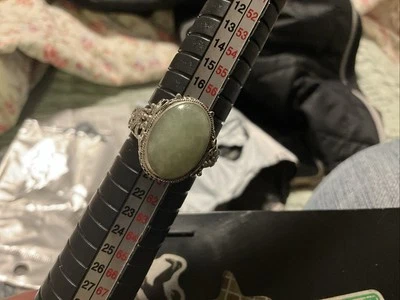 20 世纪 20 年代左右中国银丝戒指 隐藏佛 Jadite/lapis/925 毒药 — 第 1/4 张图片
