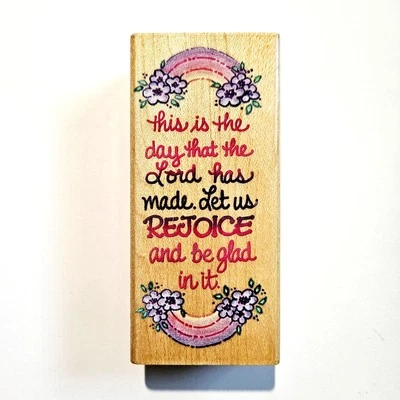 Estampilla de goma estampida REJOICE TODAY N004 versículo bíblico religioso iglesia M444 Foto 1 de 4