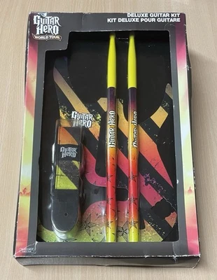 Guitar Hero World Tour Deluxe Guitar Kit Strap Skin & Drumsticks 2008 Sealed NEW - Image 1 of 4