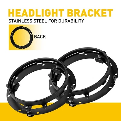 黑色 7 英寸 LED 车头灯圆形安装支架环适用于吉普牧马人 JK TJ 美国 — 第 1/4 张图片