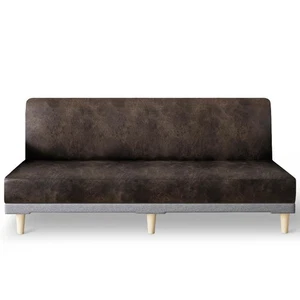 Leather Like Stretch Futon Slipcover Armless Futon Bed Sofa Cover Furniture P... - Picture 1 of 7