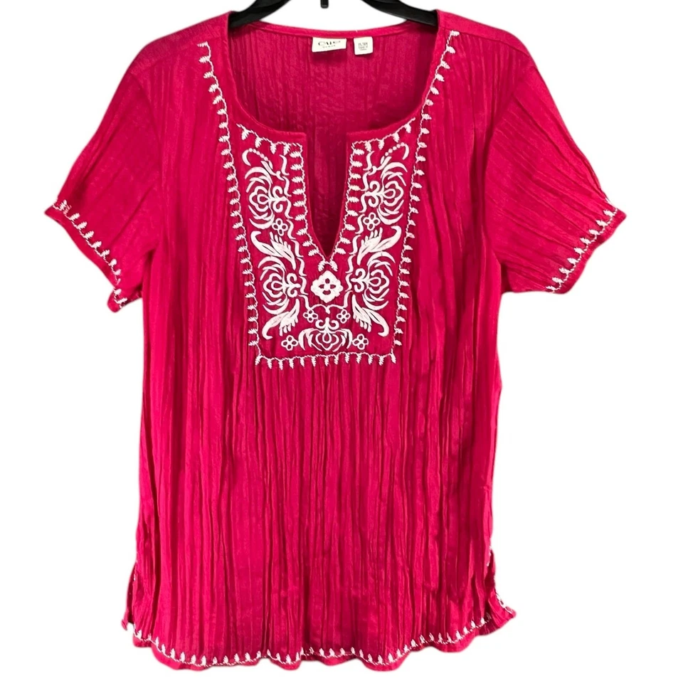 Блузка женская Cato 14-16 Вт розовая вышитая с цветочным рисунком гео прозрачная накидка богемный топ - Изображение 1 из 4