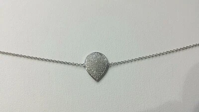 7.5" 14k white gold 0.20ct E white VS1 shiny pear shaped pave diamond bracelet  - Image 1 of 4