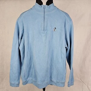 Mickey Mouse Disney Parks Light Blue 1/4 Zip Pull Over Size Large - Picture 1 of 3
