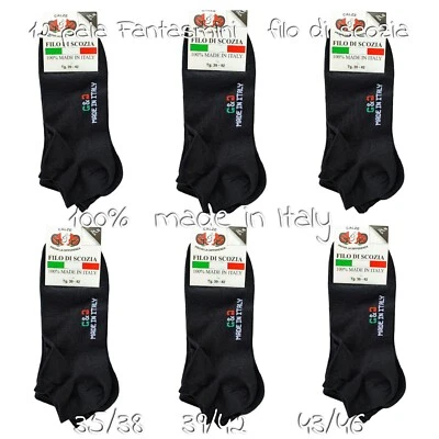 12 PAIA fantasmini calze UOMO made in Italy SPORT GINNASTICA PALESTRA CALZINI