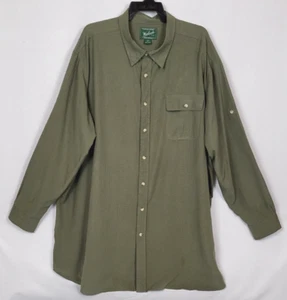 Woolrich Men's 4XL Tall Olive Green Modal Polyester Long Button Tab Sleeve Shirt - Picture 1 of 12