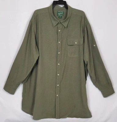 Woolrich Men's 4XL Tall Olive Green Modal Polyester Long Button Tab Sleeve Shirt - Image 1 of 4