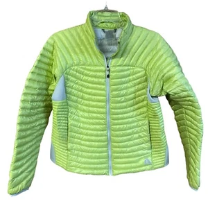 Eddie Bauer First Ascent Bright Green EB800 Down Puffer Coat Womens Petite Large - Picture 1 of 9