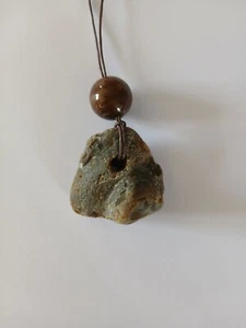 Natural Hag Stone Necklace with bead - Picture 1 of 4
