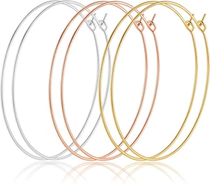 Multipack Dainty Large Thin Gold Hoop Earrings for Women Hypoallergenic Earrings - Picture 1 of 12