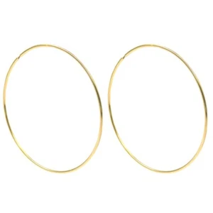 Orecchini Cerchio Grande Argento 925 Placcato Oro - Foto 1 di 4