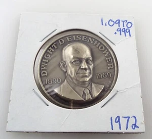 Dwight D. Eisenhower - Moneda conmemorativa de la vida - Ronda de plata rara ~ #6107 - Imagen 1 de 4