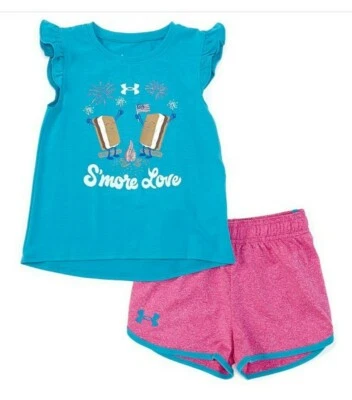 Under Armour Girls S'more Love Short Set NWT Size 5 6 - Image 1 of 3