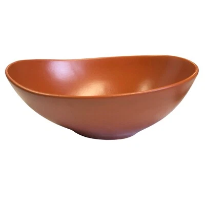 Libbey World Tableware Driftstone Burnt Orange Satin  Porcelain Oval Bowl Dri6C - Image 1 of 4