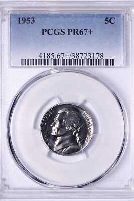 PROOF 1953 Jefferson Nickel PCGS PR67+ FREE SHIPPING WFM - Image 1 of 3