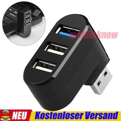 Mini USB 3.0 2.0 HUB 3 Port Verteiler Adapter für PC Laptop Macbook Notebook - Bild 1 von 4