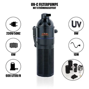 UVC Aquariumpumpe 6W Strömungspumpe Wasserklärer Lichtfilter Teichklärer Filter - Bild 1 von 7
