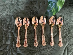 Sheffield Gold Plated Demitasse/Dessert Spoons 6 Pcs Shell Design - Picture 1 of 7