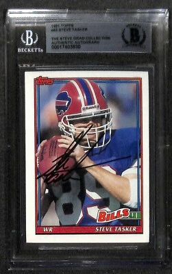 Steve Tasker 1991 Topps #45 Signed Card BECKETT Encapsulated - Image 1 of 3