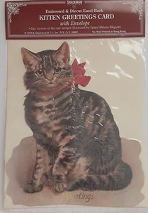 1993 Shackman Kitten Greeting Card & Envelope Diecut Embossed Easel Back Vintage - Picture 1 of 3