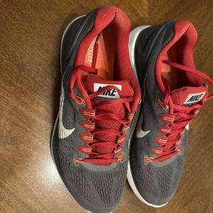 Nike Mens size 13 Dynamic Support Fitsole Lunarlon Gray/Red Running Shoes - Picture 1 of 8