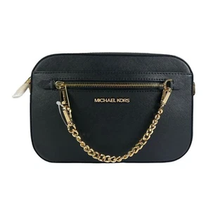 Michael Kors Women's Jet Set Item East West Chain Crossbody Bag - Black/Gold - Picture 1 of 6