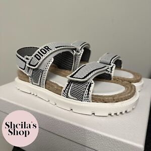 NIB Christian Dior Dioract Technical Knit Sandals White / Black Size 40