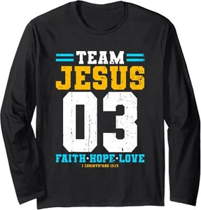 Christian - Team Jesus 03 Faith Hope Love Long Sleeve T-Shirt - Picture 1 of 7