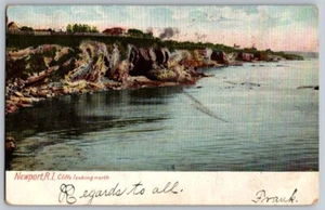 1907 Vintage Newport cliffs looking north seascape Newport RI Postcard - Picture 1 of 2