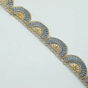 2,5 cm Borde de vieira Oro Gris TRENZA Bordado Lentejuelas Cinta Recorte - Imagen 1 de 1