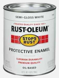 Rust-Oleum SEMI-GLOSS WHITE 1 qt Stops Rust PROTECTIVE ENAMEL Oil-Based 7797-502 - Picture 1 of 1