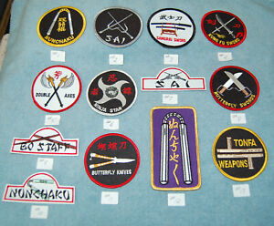 Various Martial Arts Weapons Embroidered Patches, New
