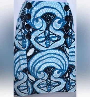 Falda ETCETERA Carlisle Pana Cepillada Línea A Azul Negro Carrera Única Talla 2 Foto 1 de 4