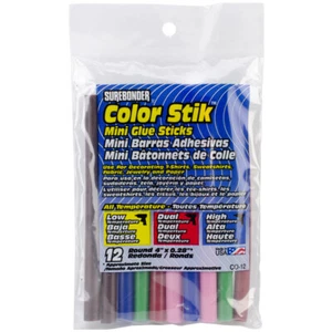 Surebonder All-Temp Color Stik Mini Glue Sticks 12/Pkg-.27"X4" - Picture 1 of 1