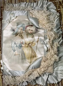 Antik Seide Dessous Boudoir Andenken Etui Kunst Portrait 18. Jahrhundert 1900er 1890 - Bild 1 von 16