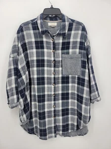 Pilcro Anthropologie Top Damen Medium Large gemischt blau kariert Oversized Boho - Bild 1 von 9