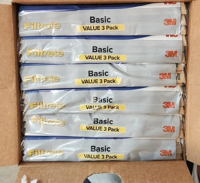 New Case 18 3M Filtrete Basic Air Filter 90 Day 12 X 12 X 1 Pleated Furnace AC - Image 1 of 4