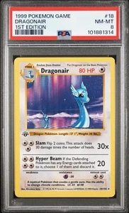 1999 Pokemon Game 1st Edition Base Set Dragonair #18 English 18/102 PSA 8 NM-MT - Picture 1 of 2