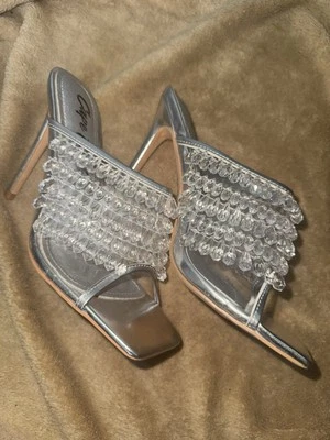 Crystals That Kiss the Light — Size 8 Silver Stilettos - Image 1 of 4