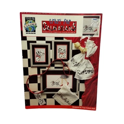 Vintage TRUE COLORS Crazy for Dalmatians Cross Stitch Pattern Book 1992 Dogs - Image 1 of 3