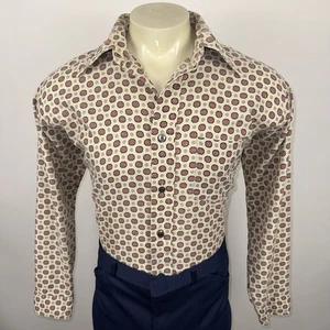 Vtg 60s 70s Davella Shirt Mens XL Disco Hippy Nik Rayon Polyester AOP MCM Mod - Picture 1 of 15
