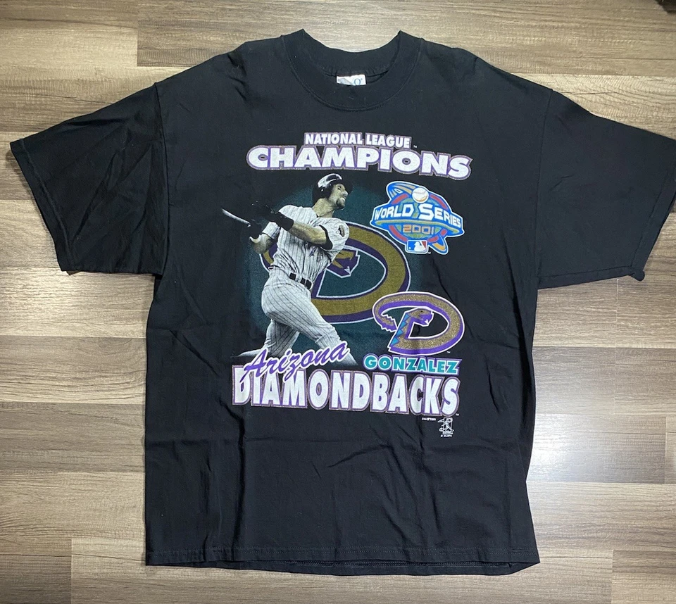 Camiseta De Colección Arizona Diamondbacks González 2001 MLB NL Champions Talla XL Negra Foto 1 de 4