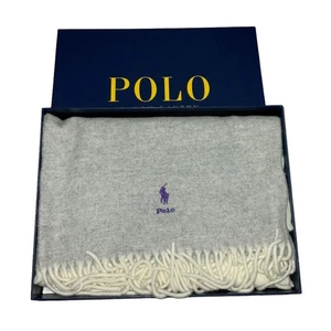 Polo Ralph Lauren 100% Lana Silenziatore Grigio Panna Made in Italy Nuova Con Scatola - Foto 1 di 15