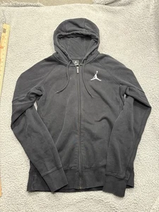 Jordan Jacket Hoodie Mens Small Full Zip Warm Up Black Pockets Slim Fit - Picture 1 of 8