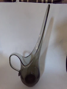 Vintage Viking Epic Glass Swung Glass Pitcher Smoke gray MCM 16 1/4" - Picture 1 of 10