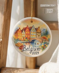 Personalized Belgium Christmas Ornament 2025: Ceramic Travel Keepsake - Picture 1 of 2
