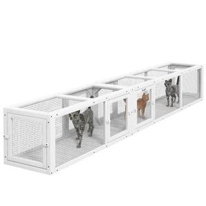 98" Cat Tunnel Outdoor with Combinable Design, Doors, White - Picture 1 of 11