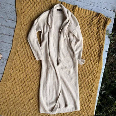 Banana Republic 长 DUSTER CARDIGAN 针织衫 XS 码奶油色米色粗针织 — 第 1/4 张图片